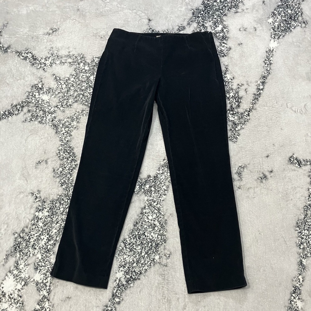 J.Jill‎ Pants Womens Size 8 Black Velvet  Straight Leg Pull On Minimalist